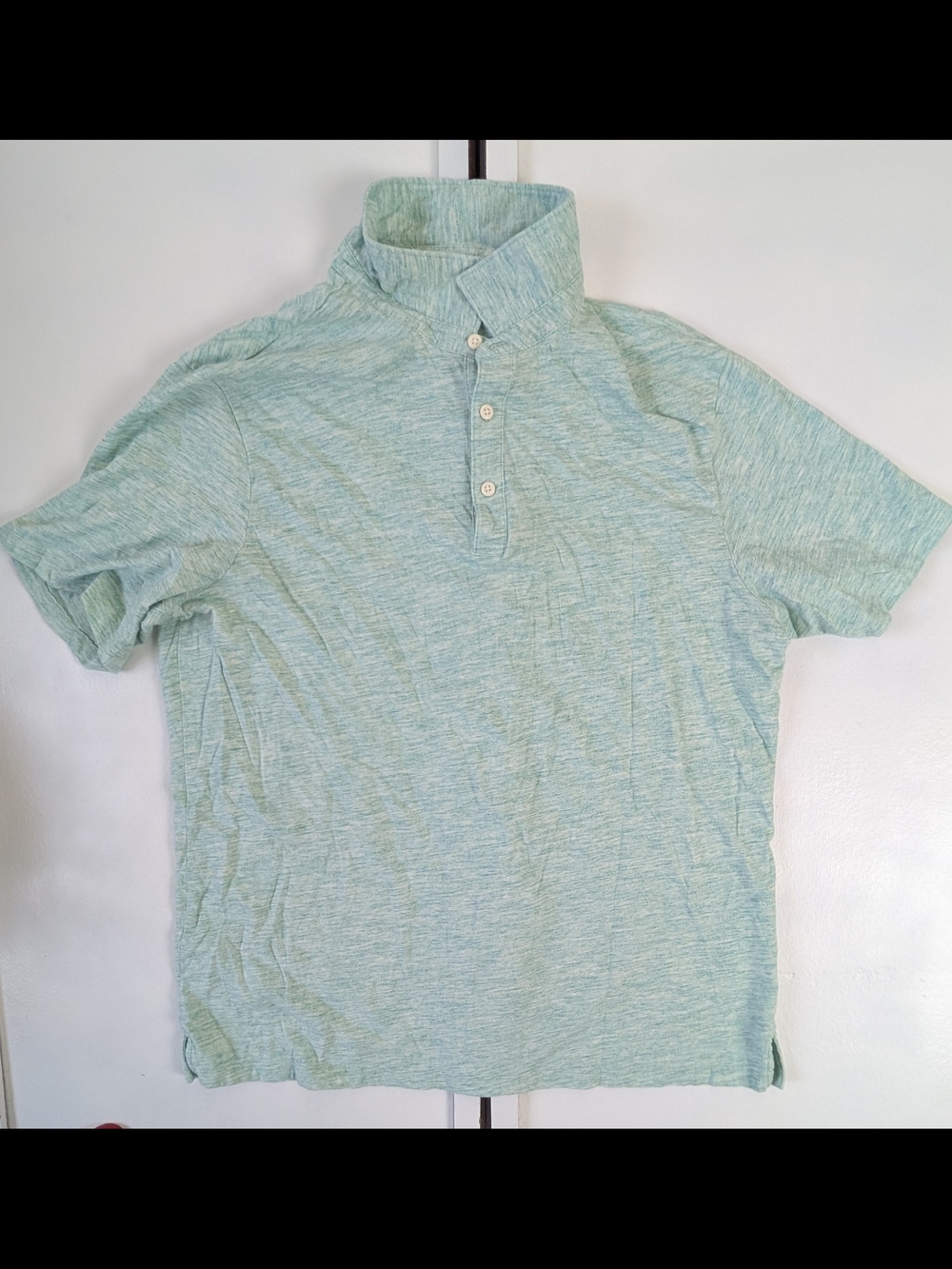 Men's Heather Aqua Polo Shirt with Button Placket